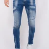 Blue Ripped Jeans Heren - Slim Fit -1080- Blauw