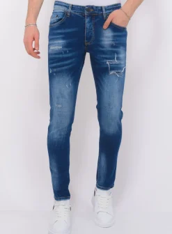 Blue Ripped Jeans Heren - Slim Fit -1081- Blauw