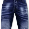 Blue Ripped Shorts - Slim Fit -1081- Blauw