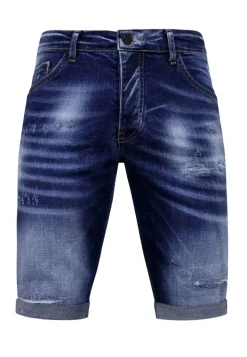 Blue Ripped Shorts - Slim Fit -1081- Blauw