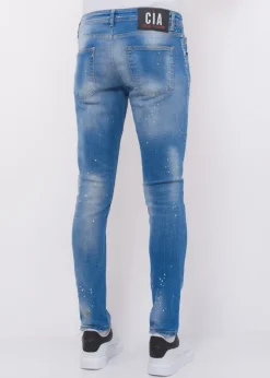 Blue Ripped SkaterJeans Heren - Slim Fit -1078- Blauw