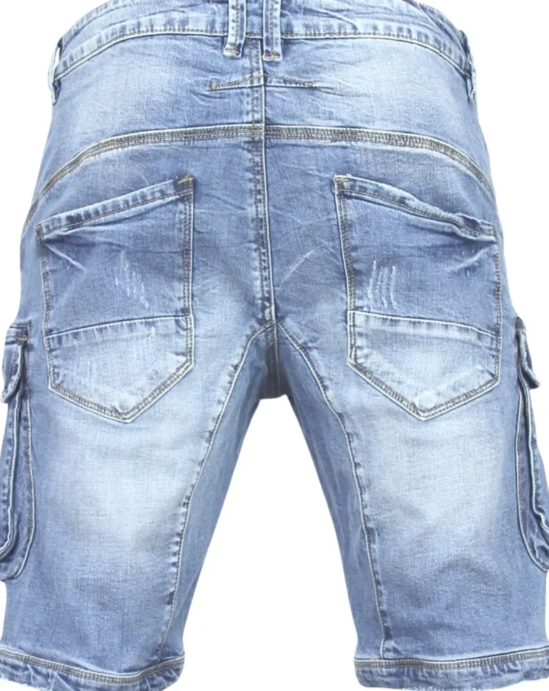 Cargo Short - Slim Fit -1088- Blauw