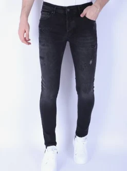Distressed & Washed Jeans Heren - Slim Fit -1105- Zwart