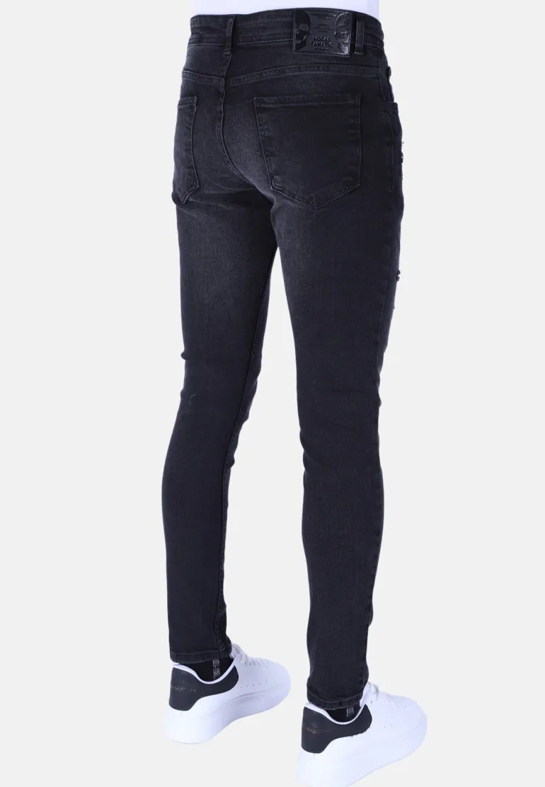 Distressed & Washed Jeans Heren - Slim Fit -1105- Zwart