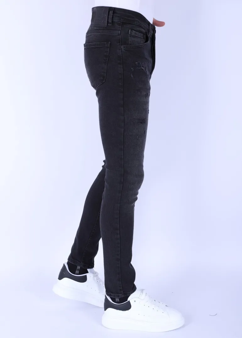 Distressed & Washed Jeans Heren - Slim Fit -1105- Zwart