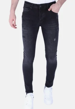 Distressed & Washed Jeans Heren - Slim Fit -1105- Zwart