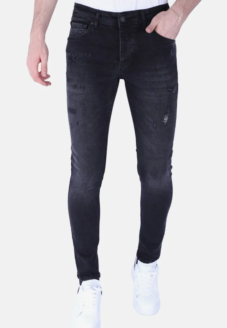 Distressed & Washed Jeans Heren - Slim Fit -1105- Zwart