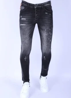 Distressed Jeans Heren - Slim Fit -1102 - Grijs