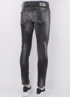 Distressed Jeans Heren - Slim Fit -1087- Zwart