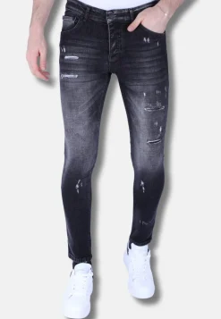 Distressed Jeans Heren - Slim Fit -1102 - Grijs