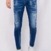 Distressed Ripped Jeans Heren - Slim Fit -1082- Blauw
