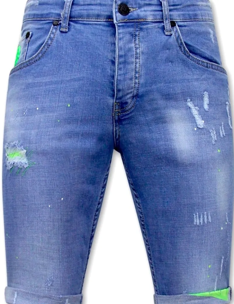 Heren Denim Short - Slim Fit - 1027 - Blauw