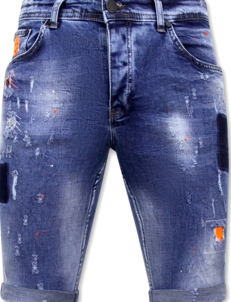 Heren Denim Short - Slim Fit -1008-SH- Blauw