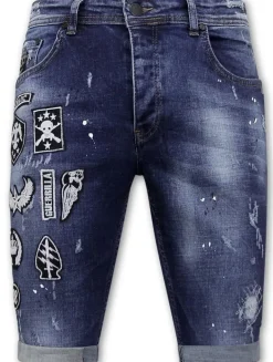 Heren Denim Short - Slim Fit - 1018 - Blauw