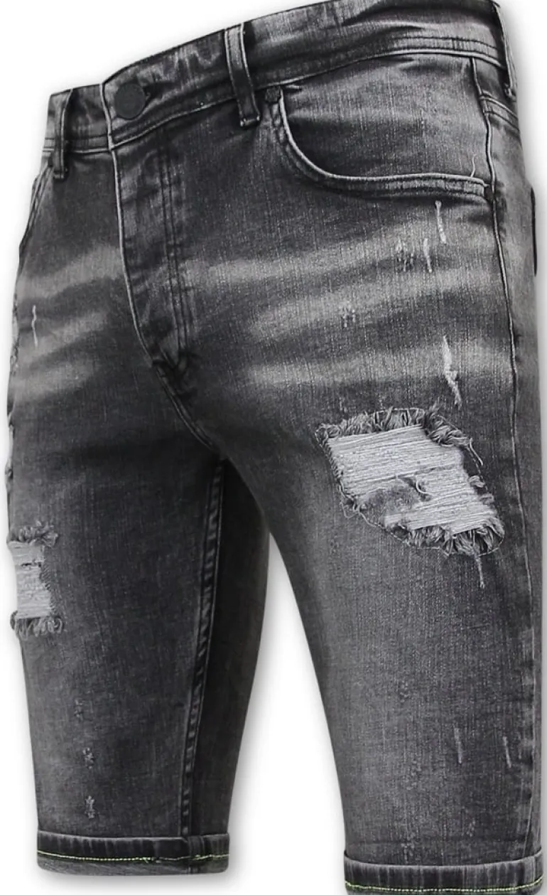 Heren Denim Short - Slim Fit - 1047 - Grijs