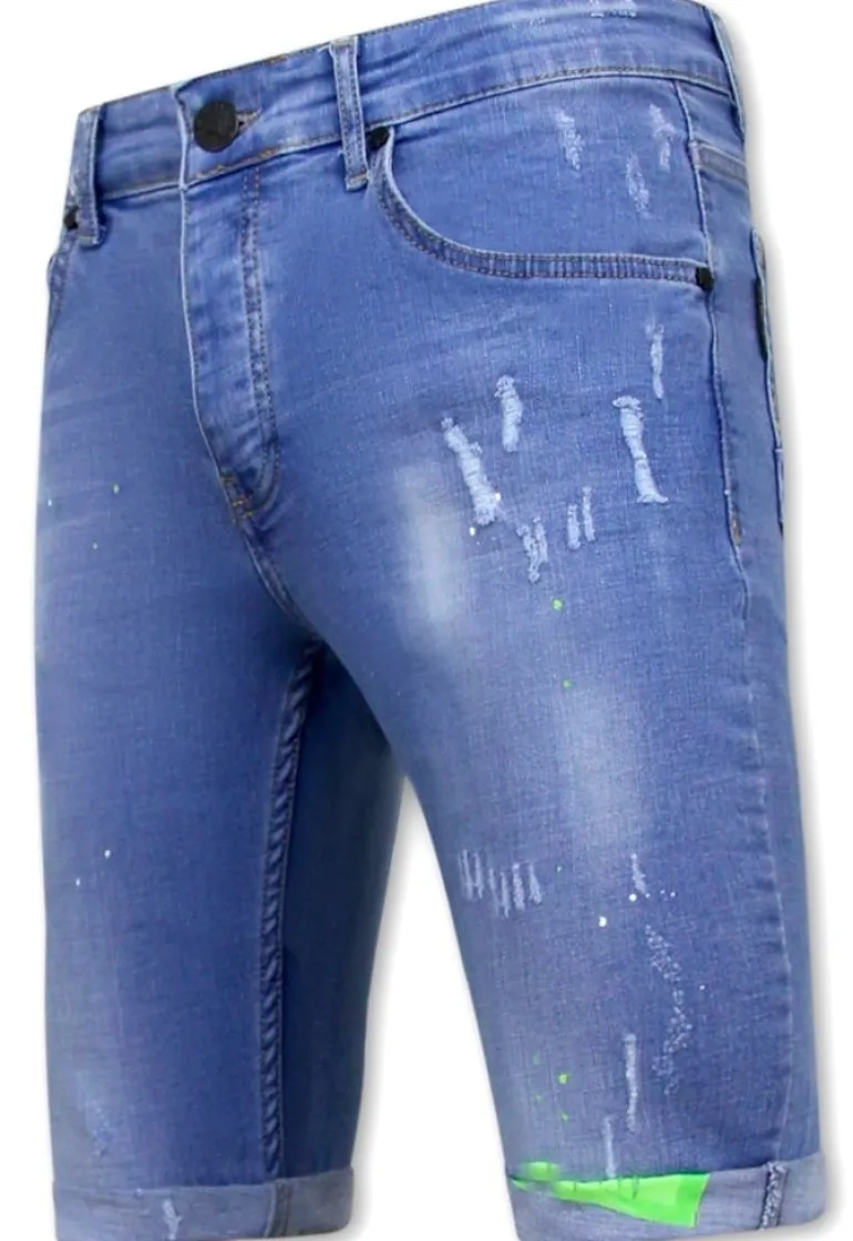 Heren Denim Short - Slim Fit - 1027 - Blauw