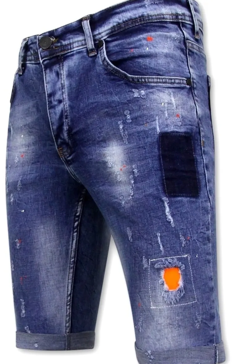 Heren Denim Short - Slim Fit -1008-SH- Blauw