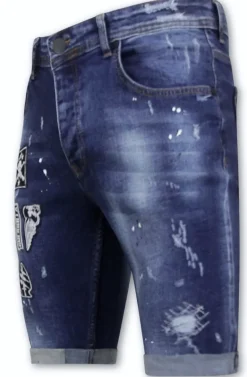 Heren Denim Short - Slim Fit - 1018 - Blauw