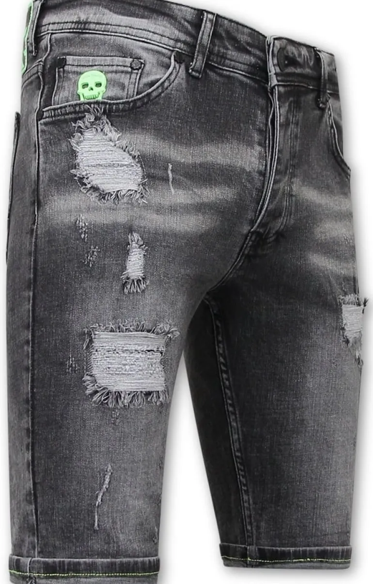 Heren Denim Short - Slim Fit - 1047 - Grijs