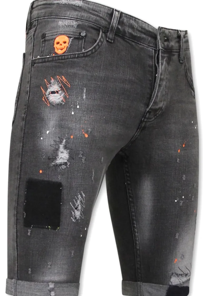 Heren Denim Short - Slim Fit - 1034 - Grijs