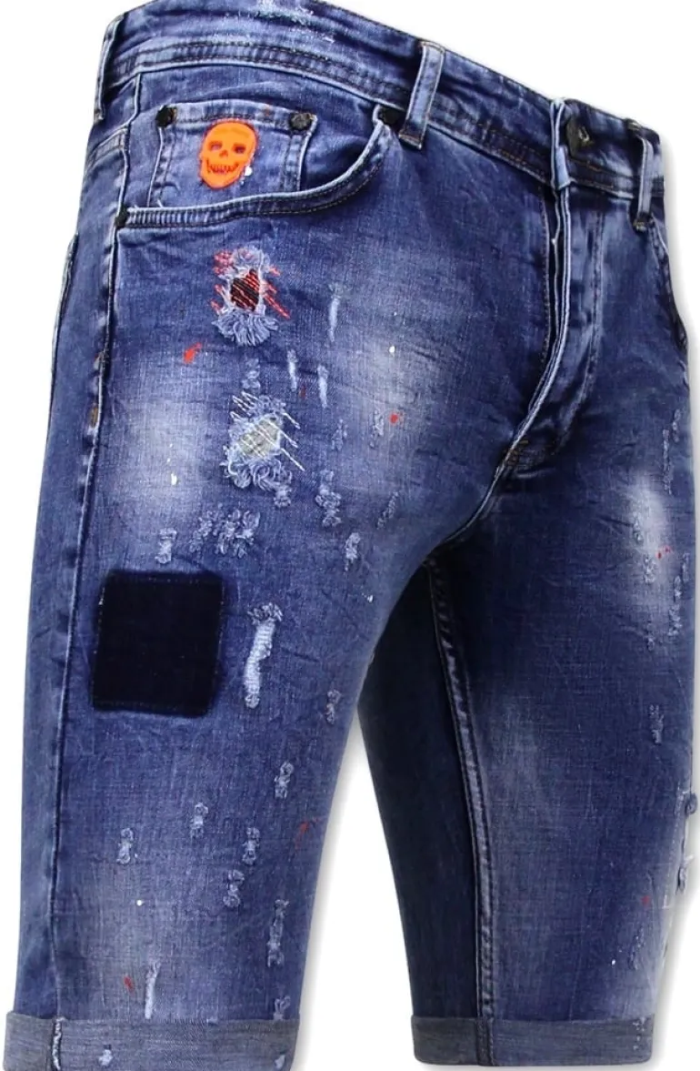 Heren Denim Short - Slim Fit -1008-SH- Blauw