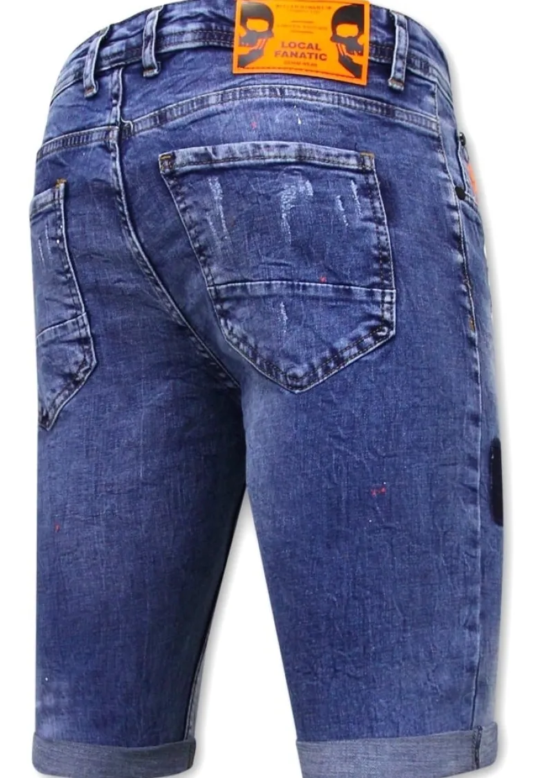 Heren Denim Short - Slim Fit -1008-SH- Blauw