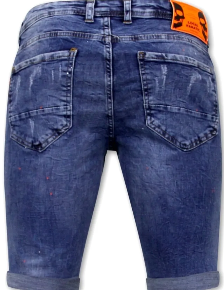Heren Denim Short - Slim Fit -1008-SH- Blauw