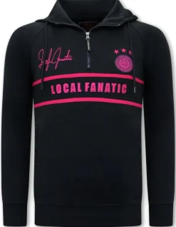 Hoodie Heren - Double Striped - Blauw / Fuchsia