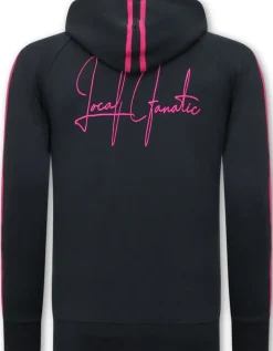 Hoodie Heren - Double Striped - Blauw / Fuchsia
