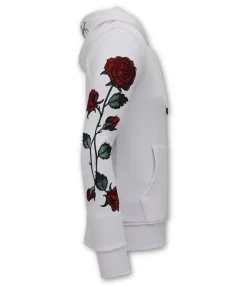 Hoodie Heren - Love & Roses - Wit