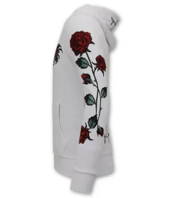 Hoodie Heren - Love & Roses - Wit