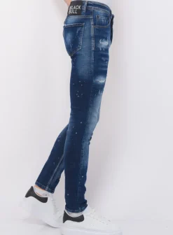 Paint Splatter Jeans Heren - Slim Fit -1077- Blauw
