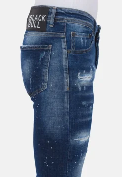 Paint Splatter Jeans Heren - Slim Fit -1077- Blauw
