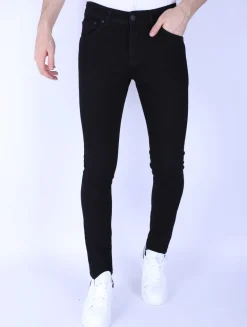 Plain Heren Jeans - Slim Fit -1091- Zwart