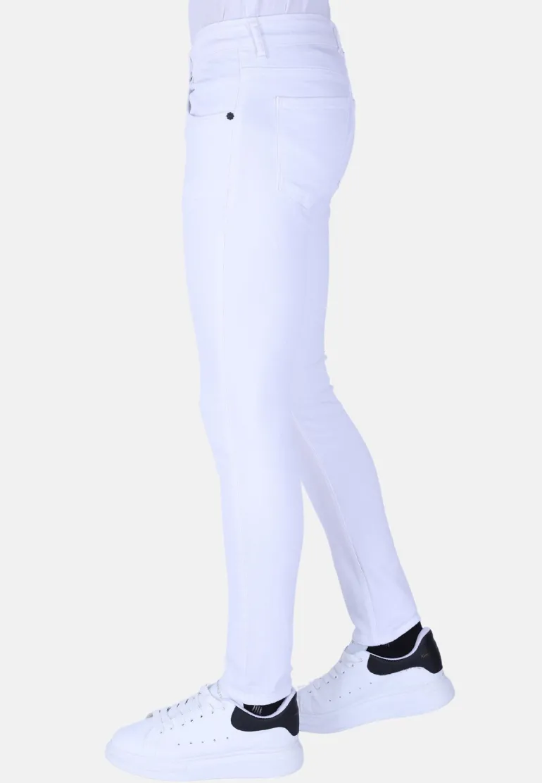 Plain Heren Jeans - Slim Fit -1089- Wit