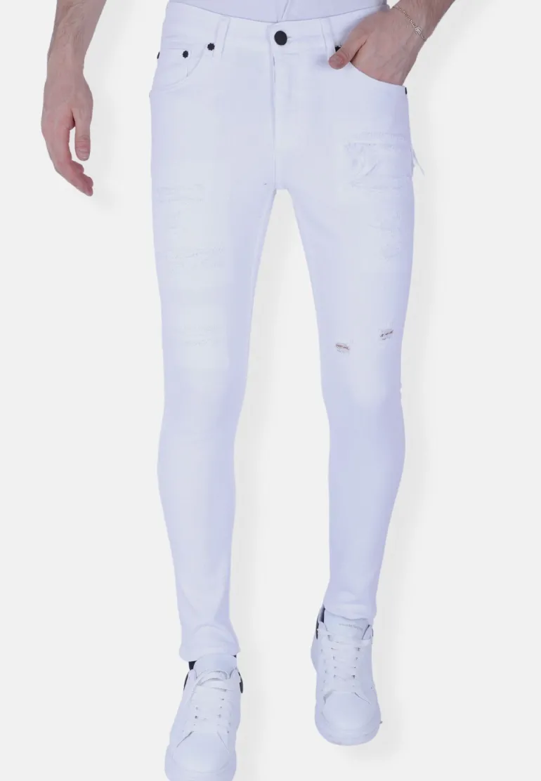 Ripped Heren Jeans - Slim Fit -1090- Wit