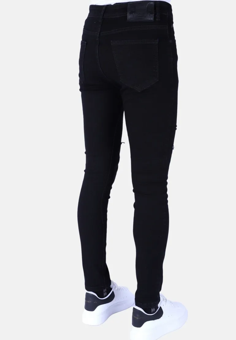 Ripped Heren Jeans - Slim Fit -1092- Zwart