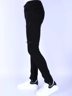 Ripped Heren Jeans - Slim Fit -1092- Zwart