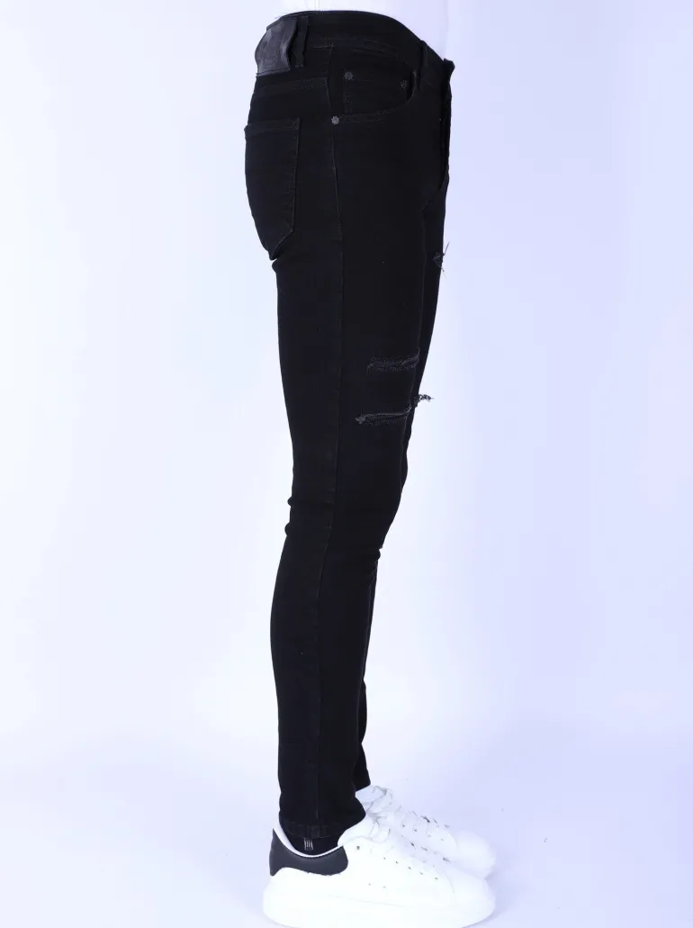 Ripped Heren Jeans - Slim Fit -1092- Zwart