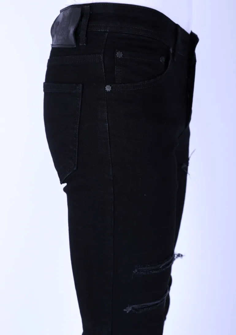 Ripped Heren Jeans - Slim Fit -1092- Zwart