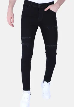 Ripped Heren Jeans - Slim Fit -1092- Zwart
