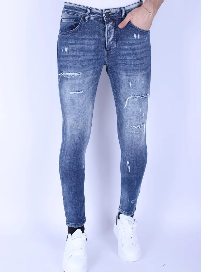 Ripped Jeans Heren - Slim Fit -1097- Blauw