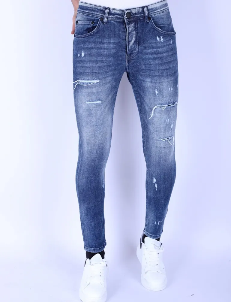 Ripped Jeans Heren - Slim Fit -1097- Blauw