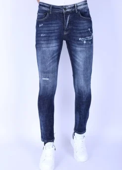 Ripped Jeans Heren - Slim Fit -1100- Blauw
