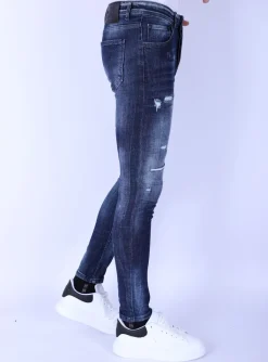 Ripped Stonewash Jeans Heren - Slim Fit -1101- Blauw
