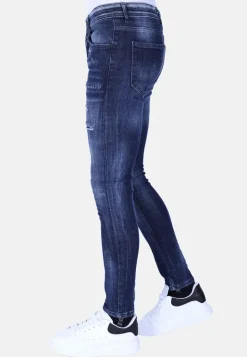 Ripped Stonewash Jeans Heren - Slim Fit -1101- Blauw