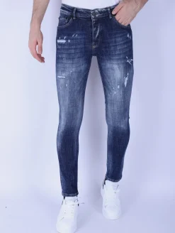Stone Washed Jeans Heren - Slim Fit -1103- Blauw