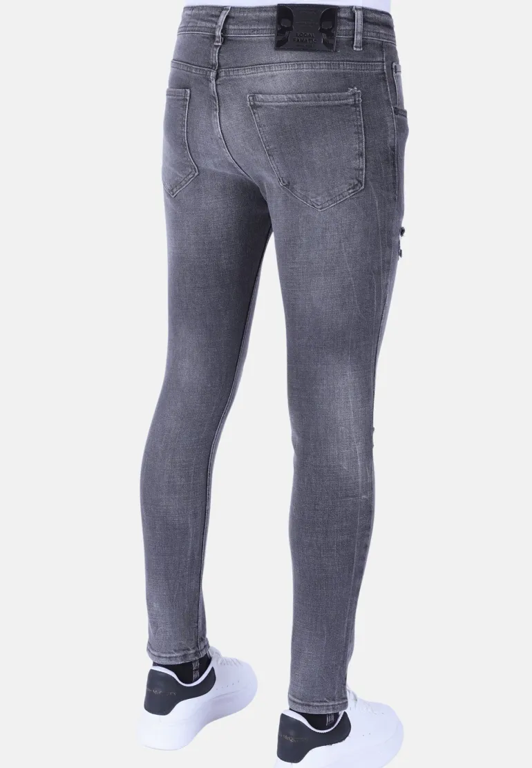 Stonewashed Mannen Jeans - Slim Fit -1093- Grijs