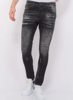 Stonewashed Mannen Jeans - Slim Fit -1085- Zwart