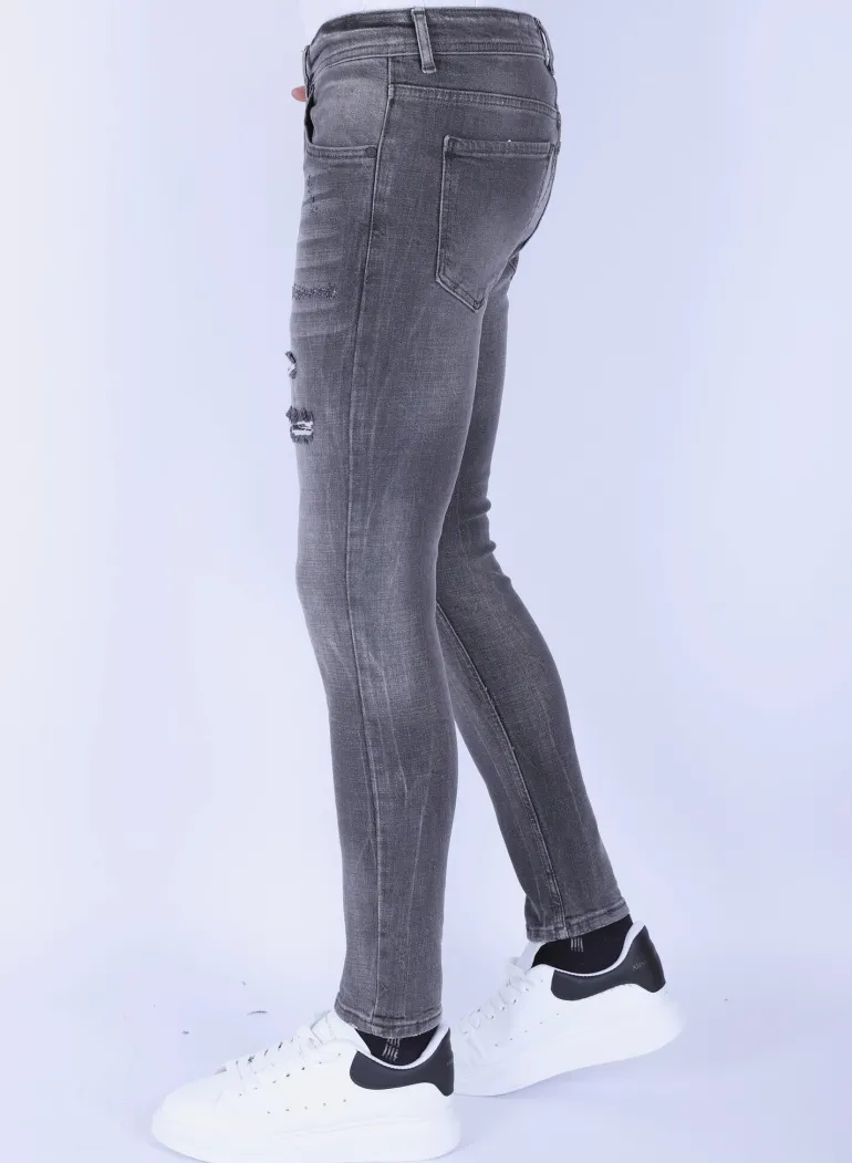 Stonewashed Mannen Jeans - Slim Fit -1093- Grijs